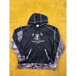 True Timber Camo Black Hoodie Men's Hooded Sweatshirt Pockets Full Zip Size xl